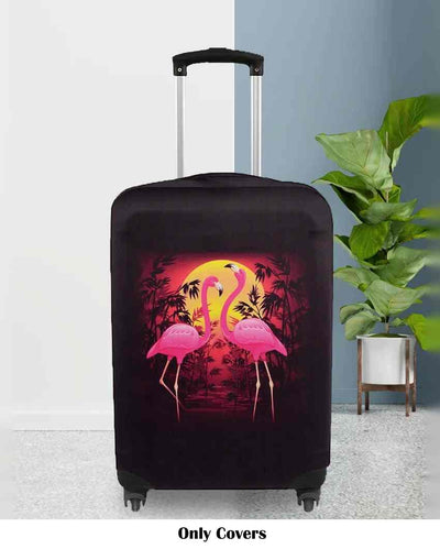 Elegant Black Polyester Stretchable Printed Protective Luggage Bag Cover | ONLY LUGGAGE COVER