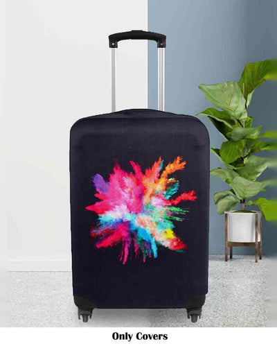 Compact Black Polyester Stretchable Printed Protective Luggage Bag Cover | ONLY LUGGAGE COVER