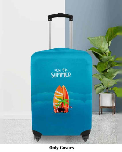 Versatile Blue Polyester Stretchable Printed Protective Luggage Bag Cover | ONLY LUGGAGE COVER