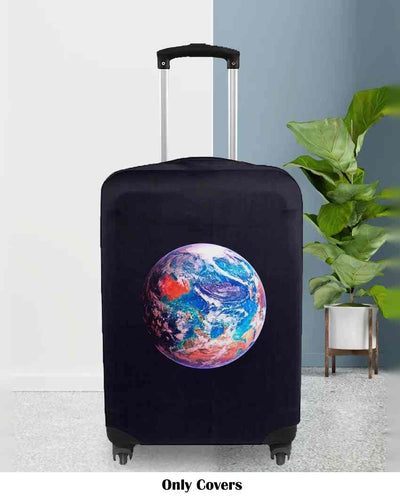 Versatile Black Polyester Stretchable Printed Protective Luggage Bag Cover | ONLY LUGGAGE COVER