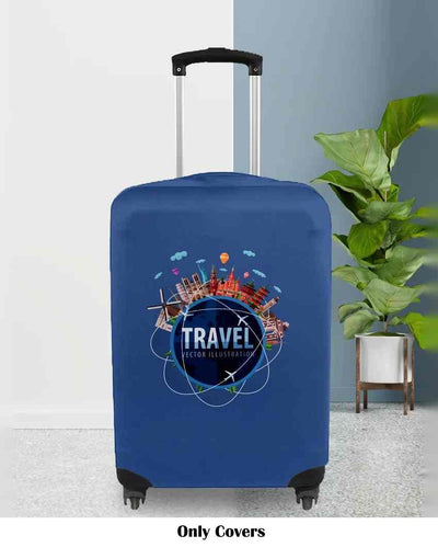 ONLY LUGGAGE COVER | Elegant Navy Blue Polyester Stretchable Printed Protective Luggage Bag Cover