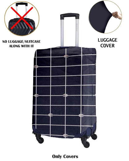 Classic Navy Blue Polyester Stretchable Printed Protective Luggage Bag Cover | ONLY LUGGAGE COVER