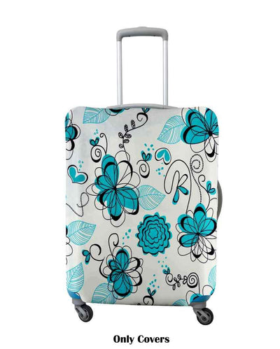 Turquoise Polyester Stretchable Printed Protective Luggage Bag Cover | ONLY LUGGAGE COVER