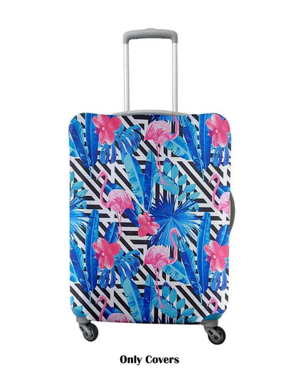 Dark Blue Polyester Stretchable Printed Protective Luggage Bag Cover | ONLY LUGGAGE COVER