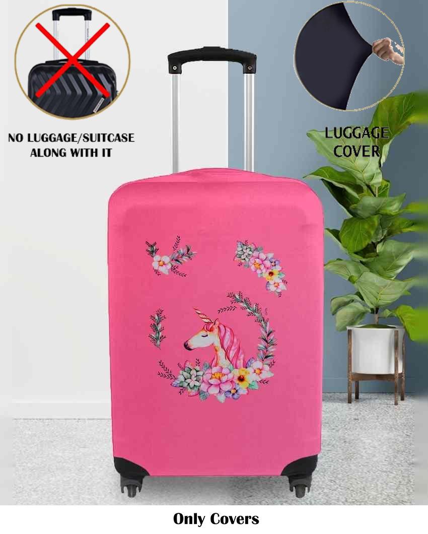 ONLY LUGGAGE COVER | Pink Polyester Stretchable Printed Protective Luggage Bag Cover