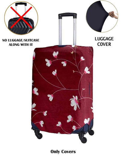 ONLY LUGGAGE COVER | Maroon Polyester Stretchable Printed Protective Luggage Bag Cover