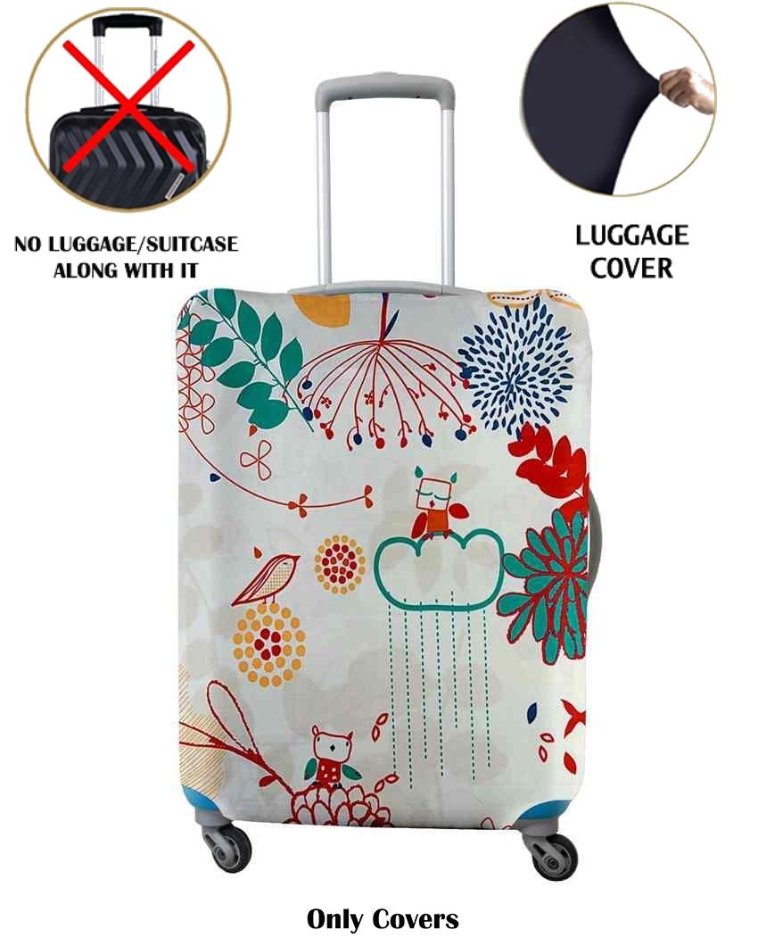 ONLY LUGGAGE COVER | Classic White Polyester Stretchable Printed Protective Luggage Bag Cover