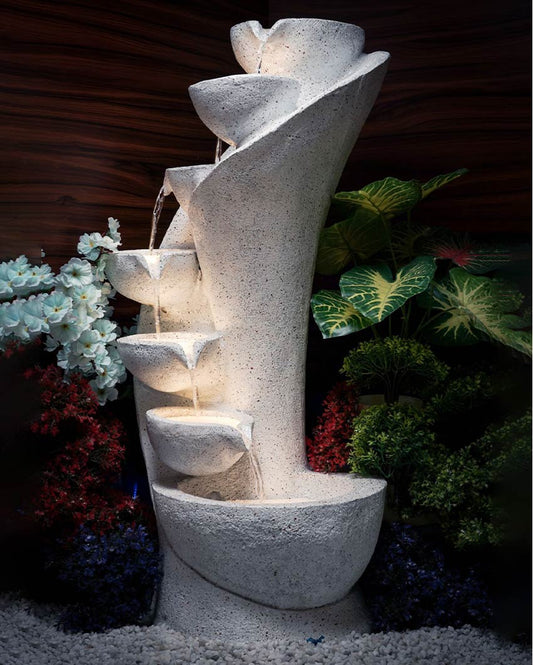 7 Stacked Chalice Polyresin Water Fountain