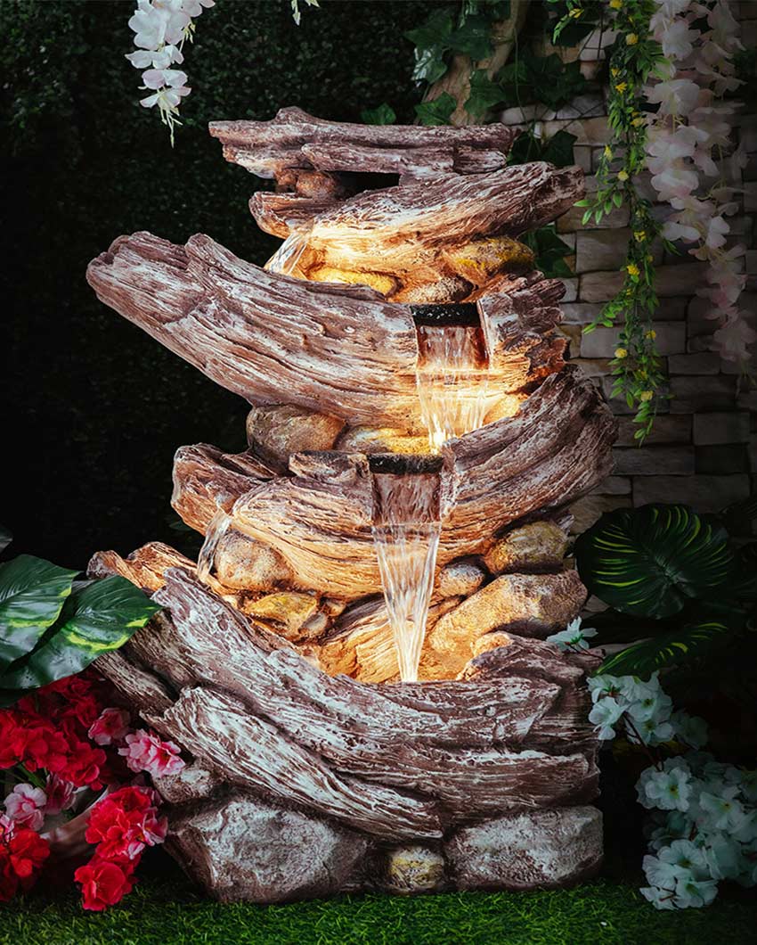 Resting Wood Stonefalls Wine Polyresin Water Fountain Wine