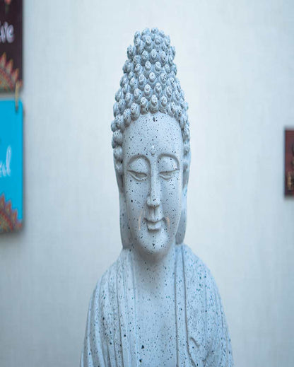 Beautiful Polyresin Lotus Buddha Water Fountain Grey