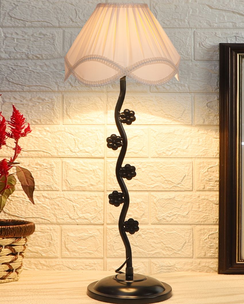 Classic Vintage Shade Iron Small Flower Design Table Lamp | 12 x 25 inches