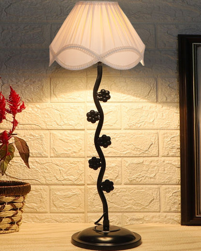 Classic Vintage Shade Iron Small Flower Design Table Lamp | 12 x 25 inches