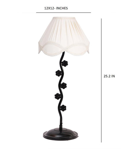 Classic Vintage Shade Iron Small Flower Design Table Lamp | 12 x 25 inches