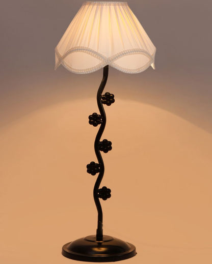 Classic Vintage Shade Iron Small Flower Design Table Lamp | 12 x 25 inches