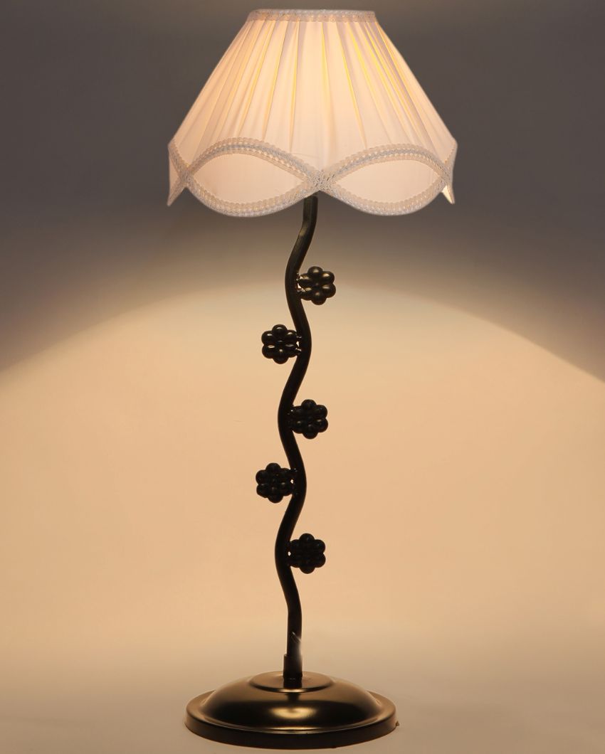 Classic Vintage Shade Iron Small Flower Design Table Lamp | 12 x 25 inches