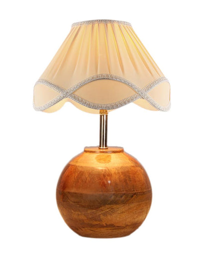 Vintage Shade Round Wood Matki Design Table Lamp | 12 x 15 inches