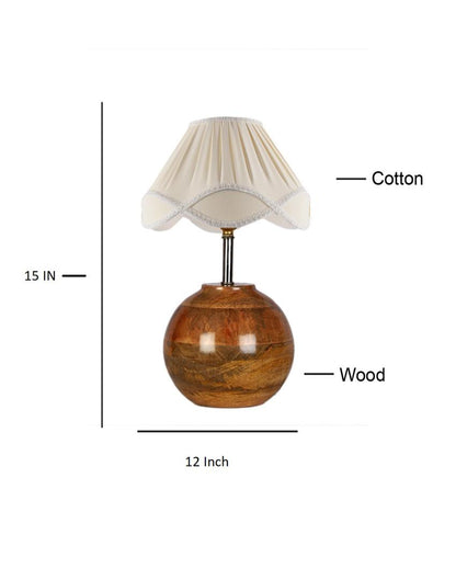 Vintage Shade Round Wood Matki Design Table Lamp | 12 x 15 inches