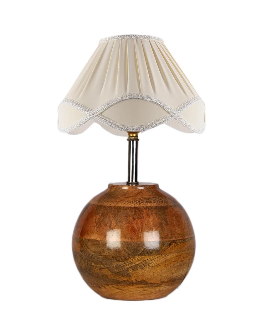 Vintage Shade Round Wood Matki Design Table Lamp | 12 x 15 inches