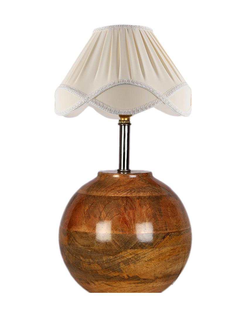 Vintage Shade Round Wood Matki Design Table Lamp | 12 x 15 inches