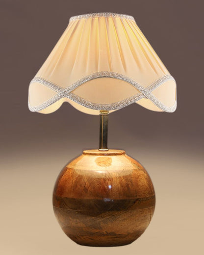 Vintage Shade Round Wood Matki Design Table Lamp | 12 x 15 inches