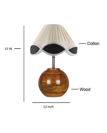 Classic Vintage Shade Round Wood Matki Natural Table Lamp | 12 x 15 inches