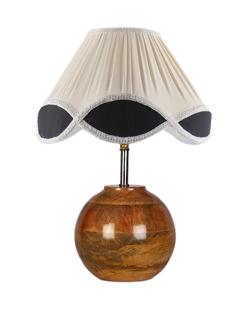 Classic Vintage Shade Round Wood Matki Natural Table Lamp | 12 x 15 inches