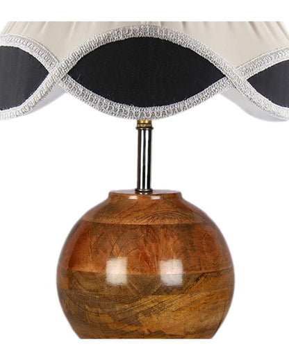 Classic Vintage Shade Round Wood Matki Natural Table Lamp | 12 x 15 inches