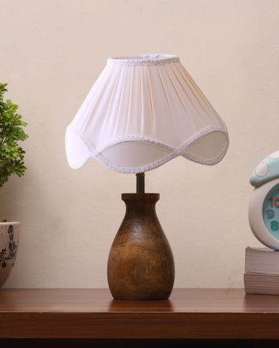 Vintage Shade Round Wood Base Design Table Lamp | 12 x 16 inches