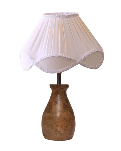 Vintage Shade Round Wood Base Design Table Lamp | 12 x 16 inches