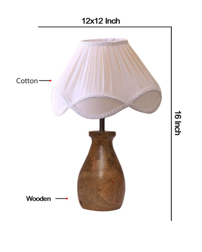 Vintage Shade Round Wood Base Design Table Lamp | 12 x 16 inches