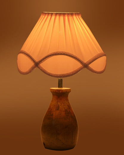 Vintage Shade Round Wood Base Design Table Lamp | 12 x 16 inches