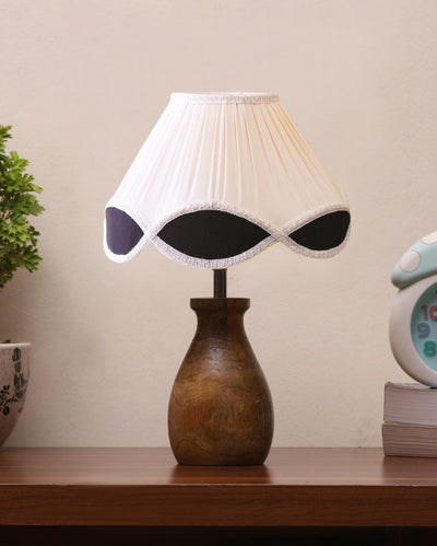 Chic Vintage Shade Round Wood Base Design Table Lamp | 12 x 16 inches