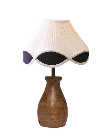 Chic Vintage Shade Round Wood Base Design Table Lamp | 12 x 16 inches