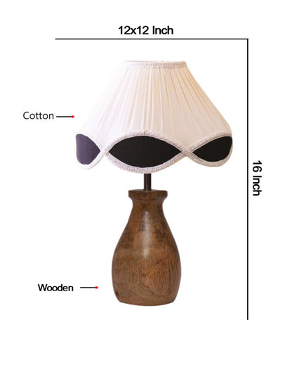 Chic Vintage Shade Round Wood Base Design Table Lamp | 12 x 16 inches