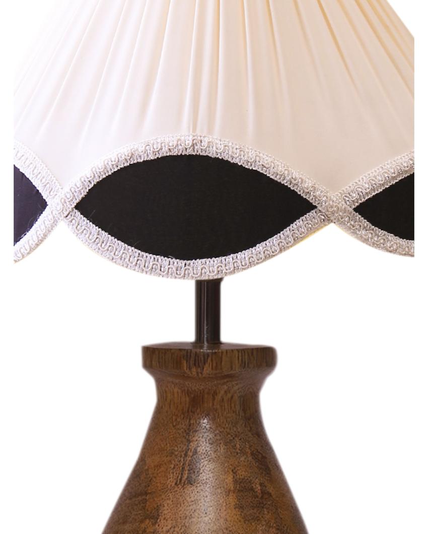 Chic Vintage Shade Round Wood Base Design Table Lamp | 12 x 16 inches