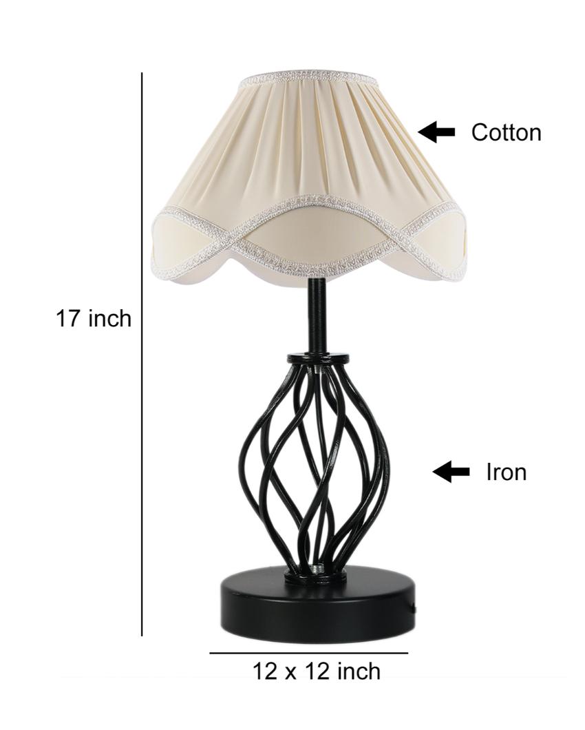 Vintage Shade Iron & Wood Black Base Table Lamp | 12 x 17 inches