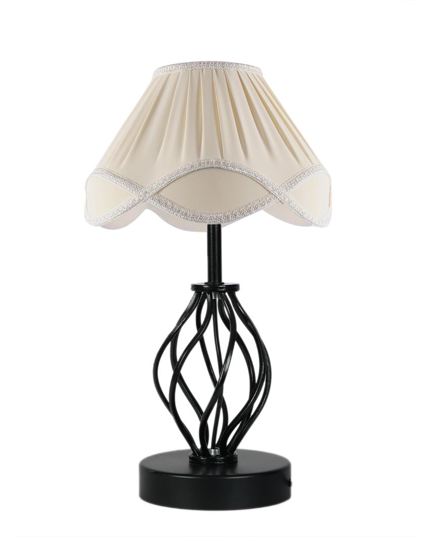 Vintage Shade Iron & Wood Black Base Table Lamp | 12 x 17 inches