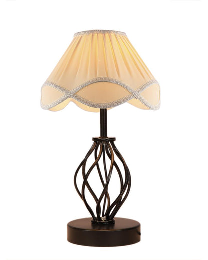 Vintage Shade Iron & Wood Black Base Table Lamp | 12 x 17 inches