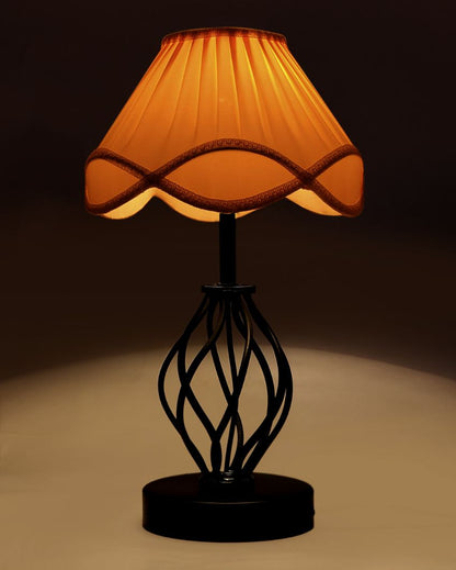 Vintage Shade Iron & Wood Black Base Table Lamp | 12 x 17 inches