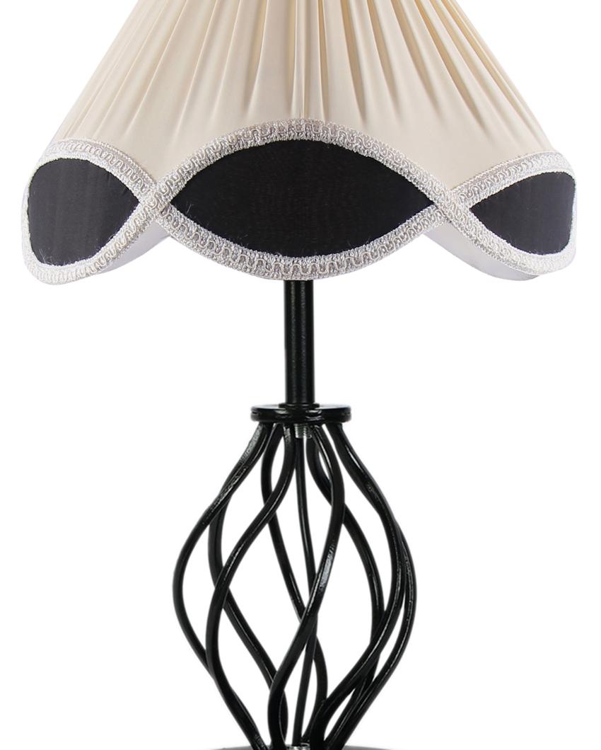 Stylish Vintage Shade Table Lamp Iron & Wood Black Base | 12 x 17 inches