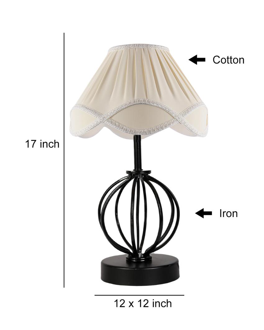 Modern Vintage Shade Table Lamp Iron & Wood Black Base | 12 x 17 inches