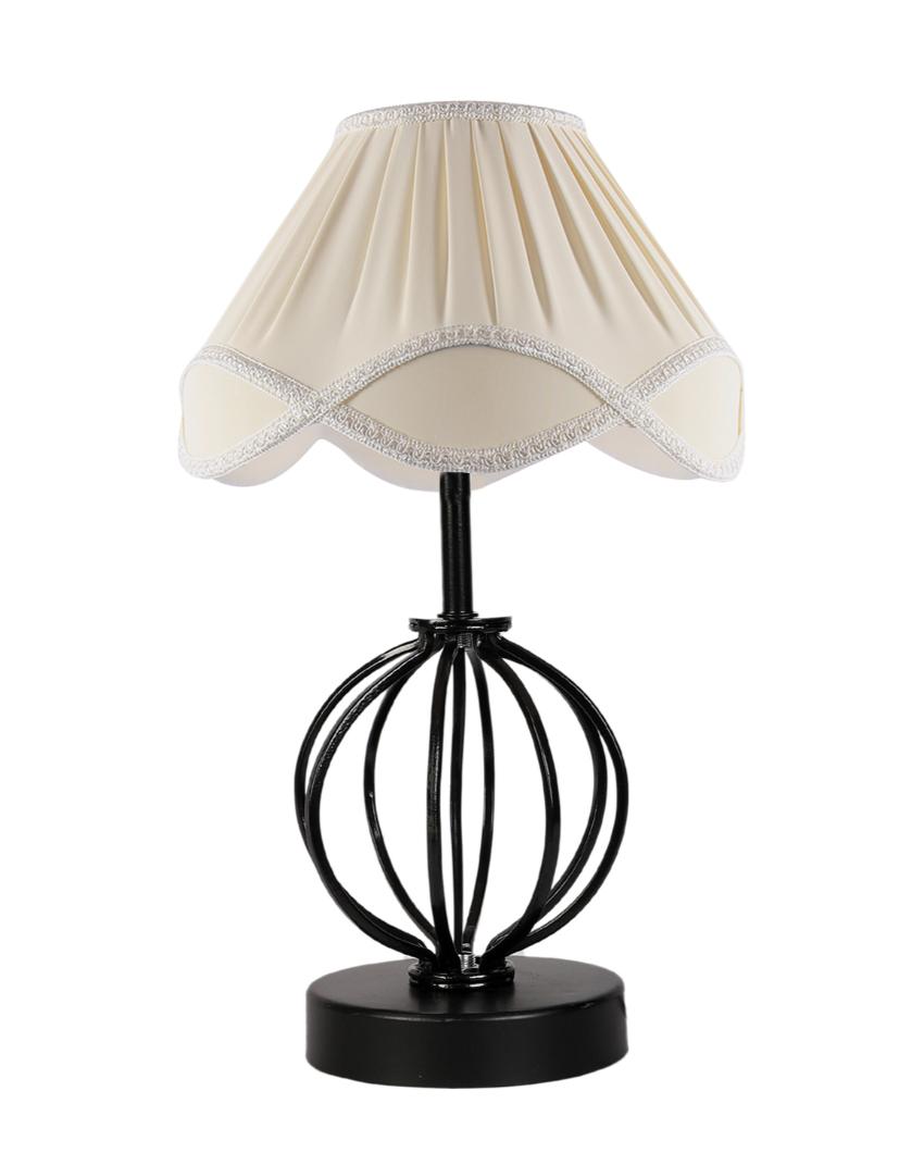 Modern Vintage Shade Table Lamp Iron & Wood Black Base | 12 x 17 inches