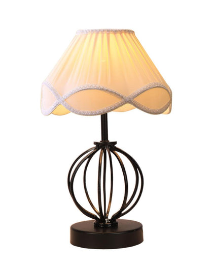 Modern Vintage Shade Table Lamp Iron & Wood Black Base | 12 x 17 inches