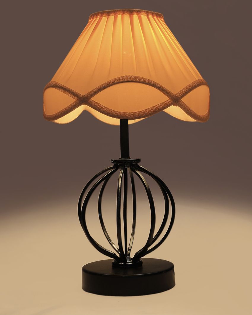 Modern Vintage Shade Table Lamp Iron & Wood Black Base | 12 x 17 inches