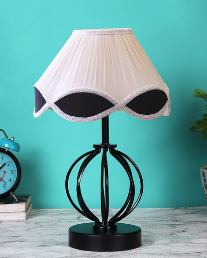 Classic Vintage Shade Table Lamp Iron & Wood Black Base Design | 12 x 17 inches