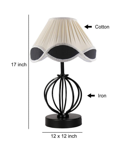 Classic Vintage Shade Table Lamp Iron & Wood Black Base Design | 12 x 17 inches