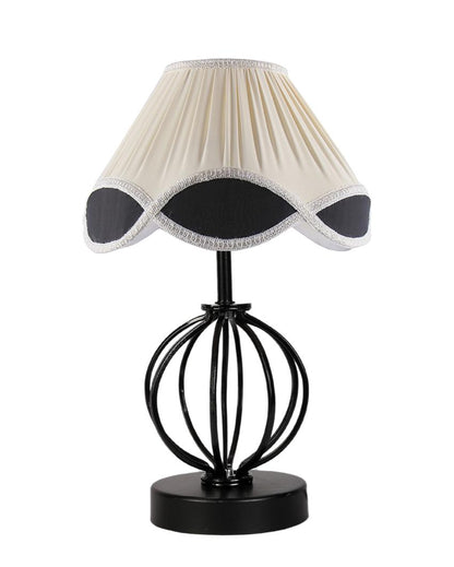 Classic Vintage Shade Table Lamp Iron & Wood Black Base Design | 12 x 17 inches