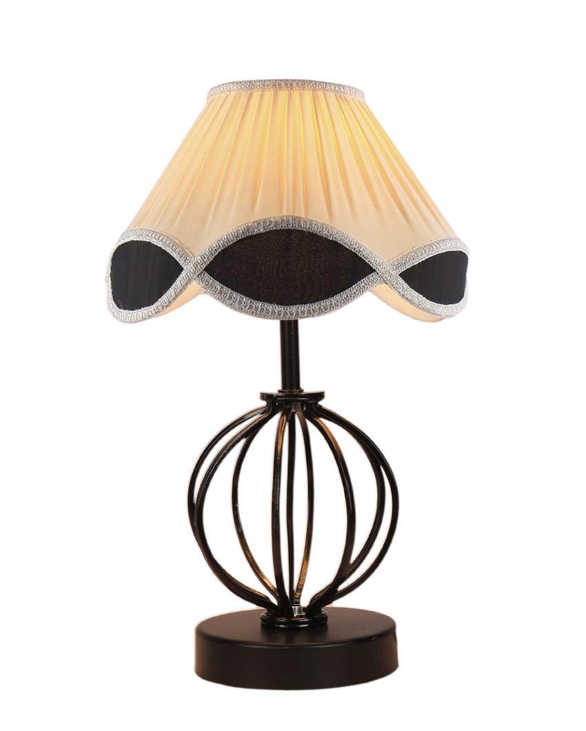 Classic Vintage Shade Table Lamp Iron & Wood Black Base Design | 12 x 17 inches