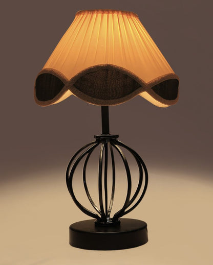 Classic Vintage Shade Table Lamp Iron & Wood Black Base Design | 12 x 17 inches