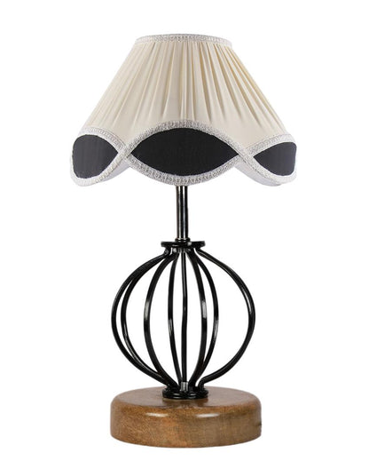 Sleek Vintage Shade Table Lamp Iron & Wood Natural Base | 12 x 17 inches